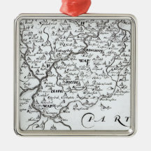 Detail of a map of the county of christmas tree ornaments