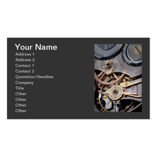 Detail of a pocket watch business card templates