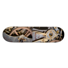 Detail of a pocket watch skate deck