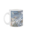 Detail of frozen river bank,ice,stone,sand,water.. mugs