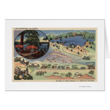 Detailed Map from LA to the Lake Greeting Card
