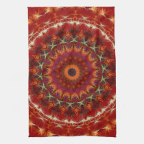 Detailed Red Earth Mandala kitchen tea towel kitchen towels