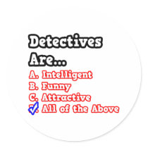 Detectives Quiz...Joke Round Sticker