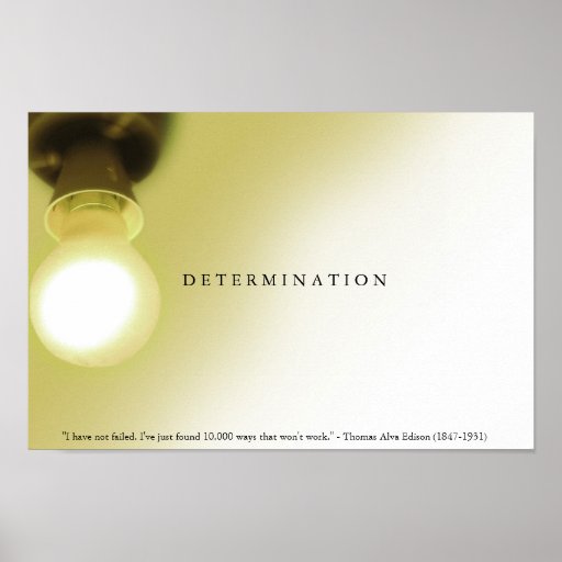 DETERMINATION Motivational Light Bulb Edison Print