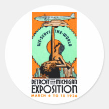 Detroit 1936 + Poster de la expo de Michigan Pegatinas