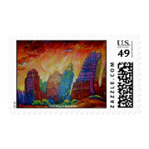 detroit, buildings, art, postage, stamp, abstract art, detroit cityscape, michigan, cities, Stamp with custom graphic design