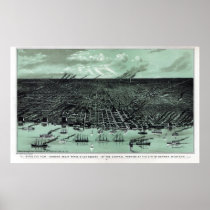 Detroit MI Panoramic Map DIGITALLY REMASTERED Poster