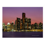 Detroit, Michigan Skyline at Night Postcards