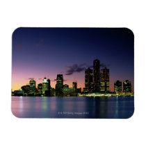 Detroit Skyline at Dusk 2 Rectangular Magnets