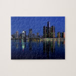 Detroit Skyline at Night Jigsaw Puzzles