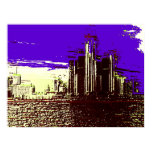 detroit, cityscape, skyline, digital, art,