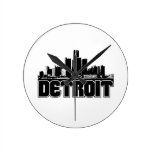 Detroit Skyline Round Clocks