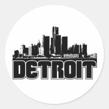 Detroit Skyline Round Stickers