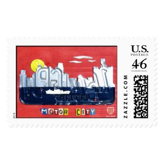 Detroit The Motor City License Plate Art Stamps stamp
