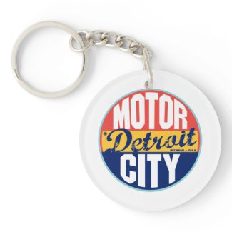Detroit Vintage Label Acrylic Key Chains