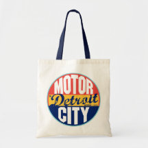Detroit Vintage Label Tote Bags