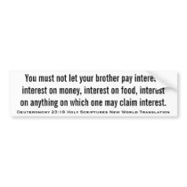 Deuteronomy 23:19 Scriptures New World Translation Bumper Sticker