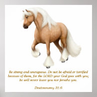 Deuteronomy 31:6 Proud Horse Bible Verse Print