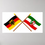 Deutschland &amp; Nordrhein-Westfalen Flaggen gekreuzt Print