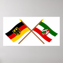 Deutschland & Nordrhein-Westfalen Flaggen gekreuzt Print
