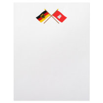 Deutschland und Hamburg Flaggen, gekreuzt Letterhead Template