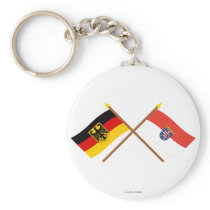 Deutschland und Hessen Flaggen, gekreuzt Keychain