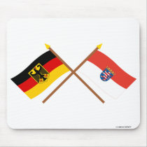Deutschland und Hessen Flaggen, gekreuzt Mousepad