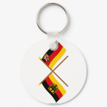 Deutschland und Rheinland-Pfalz Flaggen, gekreuzt keychains