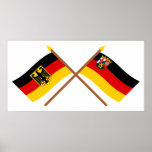 Deutschland und Rheinland-Pfalz Flaggen, gekreuzt Print