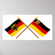 Deutschland und Rheinland-Pfalz Flaggen, gekreuzt Print