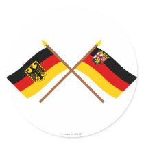 Deutschland und Rheinland-Pfalz Flaggen, gekreuzt Round Sticker