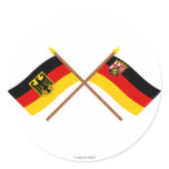Deutschland und Rheinland-Pfalz Flaggen, gekreuzt Round Sticker