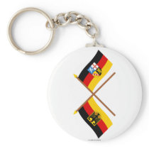 Deutschland und Saarland Flaggen, gekreuzt Key Chain