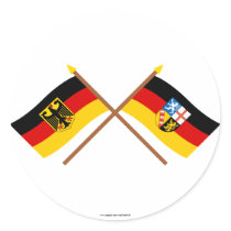 Deutschland und Saarland Flaggen, gekreuzt Round Stickers