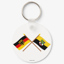 Deutschland und Sachsen-Anhalt Flaggen, gekreuzt keychains by Vexillophile Deutschland und Sachsen-Anhalt Flaggen, gekreuzt keychains