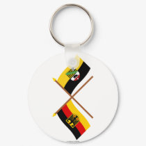 Deutschland und Sachsen-Anhalt Flaggen, gekreuzt keychains by Vexillophile Deutschland und Sachsen-Anhalt Flaggen, gekreuzt keychains