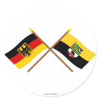 Deutschland und Sachsen-Anhalt Flaggen, gekreuzt stickers by Vexillophile Deutschland und Sachsen-Anhalt Flaggen, gekreuzt stickers