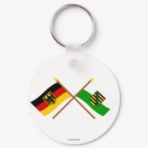 Deutschland und Sachsen Flaggen, gekreuzt keychains by Vexillophile Deutschland und Sachsen Flaggen, gekreuzt keychains