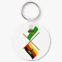 Deutschland und Sachsen Flaggen, gekreuzt keychains by Vexillophile Deutschland und Sachsen Flaggen, gekreuzt keychains
