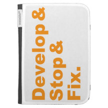 Develop & Stop & Fix Kindle Case (orange text)