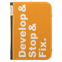 Develop & Stop & Fix Kindle Case (white text)