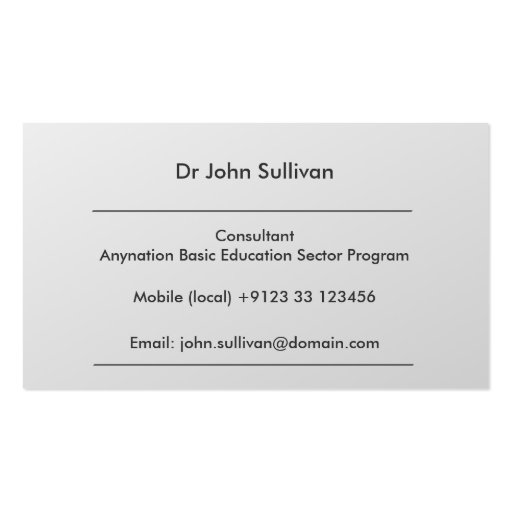 Development Consultant Expert Professional Business Cards (front side)