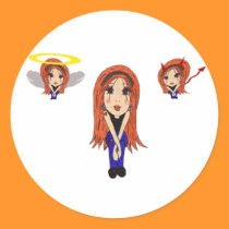 Devil and Angel Cartoon Sticker stickers
