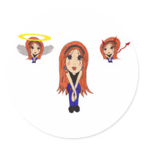 Devil and Angel Cartoon Sticker