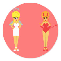 Devil and Angel Sticker- Pink Background