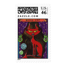 Devil Cat Sideshow postage stamp
