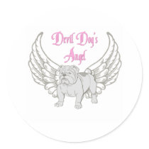 DEVIL DOG'S ANGEL ROUND STICKER