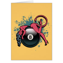 Devil Girl 8-Ball Greeting Card