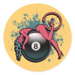 Devil Girl 8-Ball Round Stickers