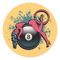 Devil Girl 8-Ball Round Stickers